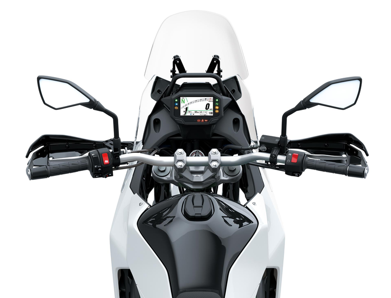 Load image into Gallery viewer, Close-up of a motorcycle's handlebar and dashboard on a white background