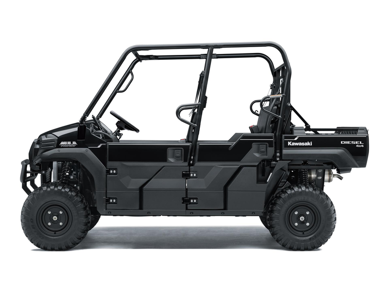Load image into Gallery viewer, Black Kawasaki diesel side-by-side vehicle on a white background