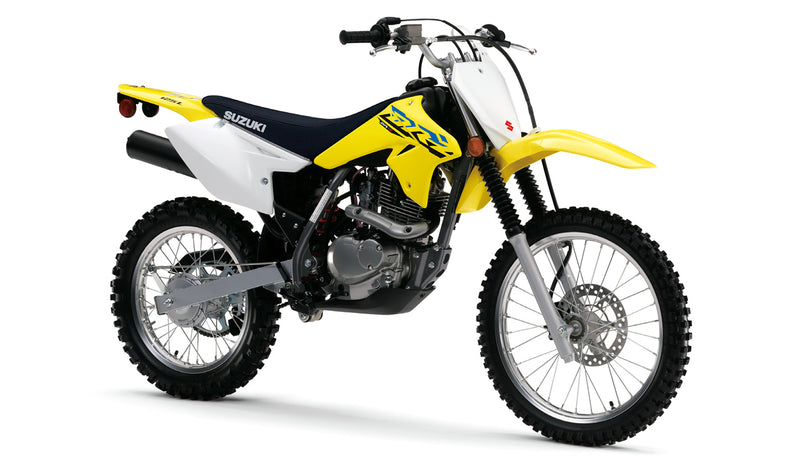 Load image into Gallery viewer, A 2026 Suzuki DR-Z 125 L Big Wheel with a yellow, white, and black color scheme, shown from a three-quarters front angle on a white background.