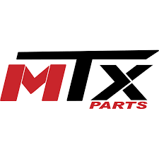 MTX Parts logo featuring a modern, mechanical font, representing reliable and cost-effective motorcycle replacement parts.
