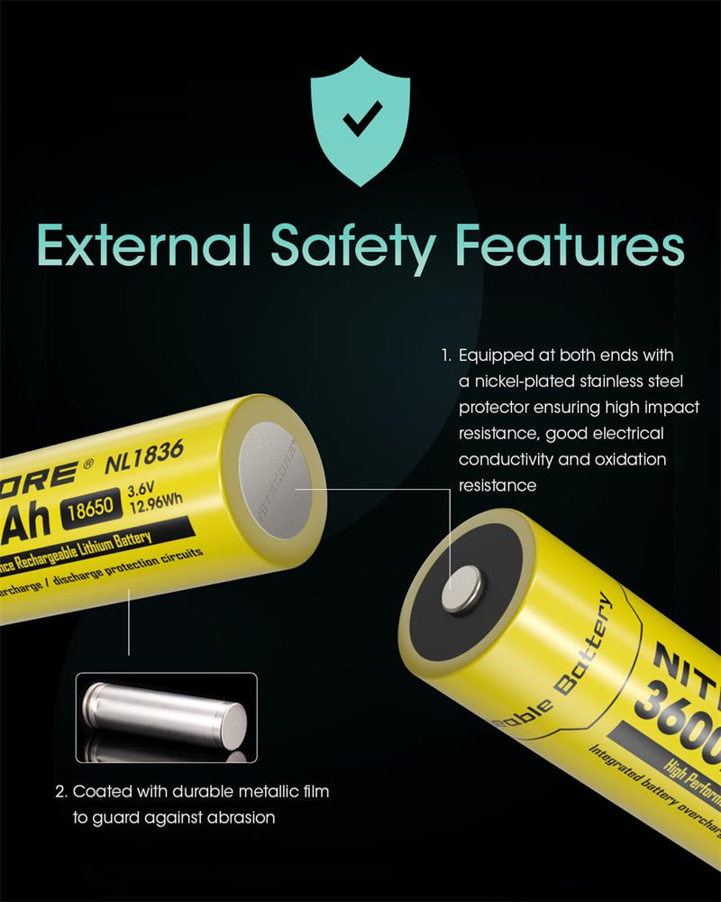Load image into Gallery viewer, NITECORE LI-ION RECHARGEABLE 18650 BATTERY 3600MAH 3.6V
