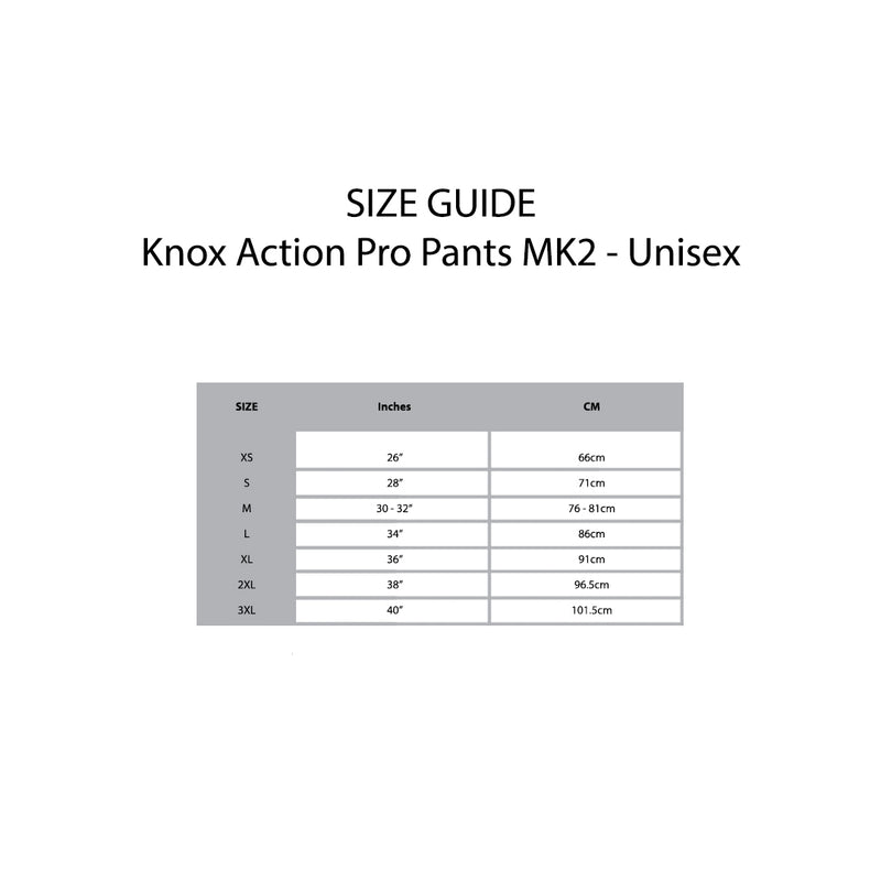 Load image into Gallery viewer, KNOX Size Chart Action Pro Pants - Unisex
