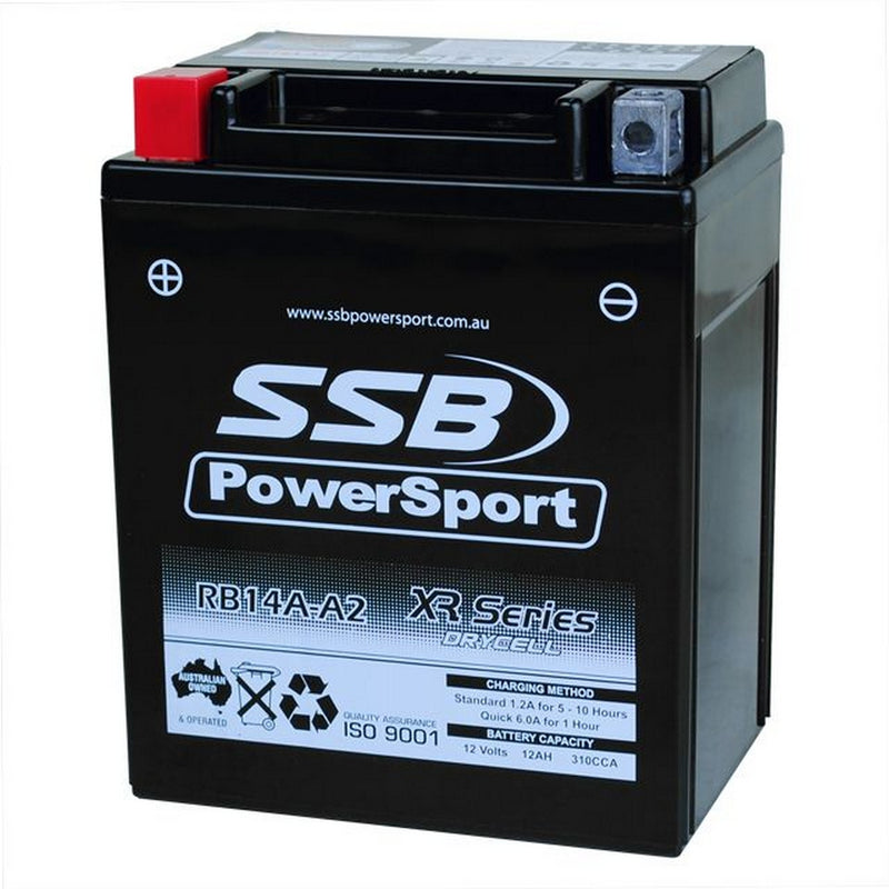 Load image into Gallery viewer, MOTORCYCLE AND POWERSPORTS BATTERY (YB14A-A2) AGM 12V 12AH 310CCA BY SSB HIGH PERFORMANCE
