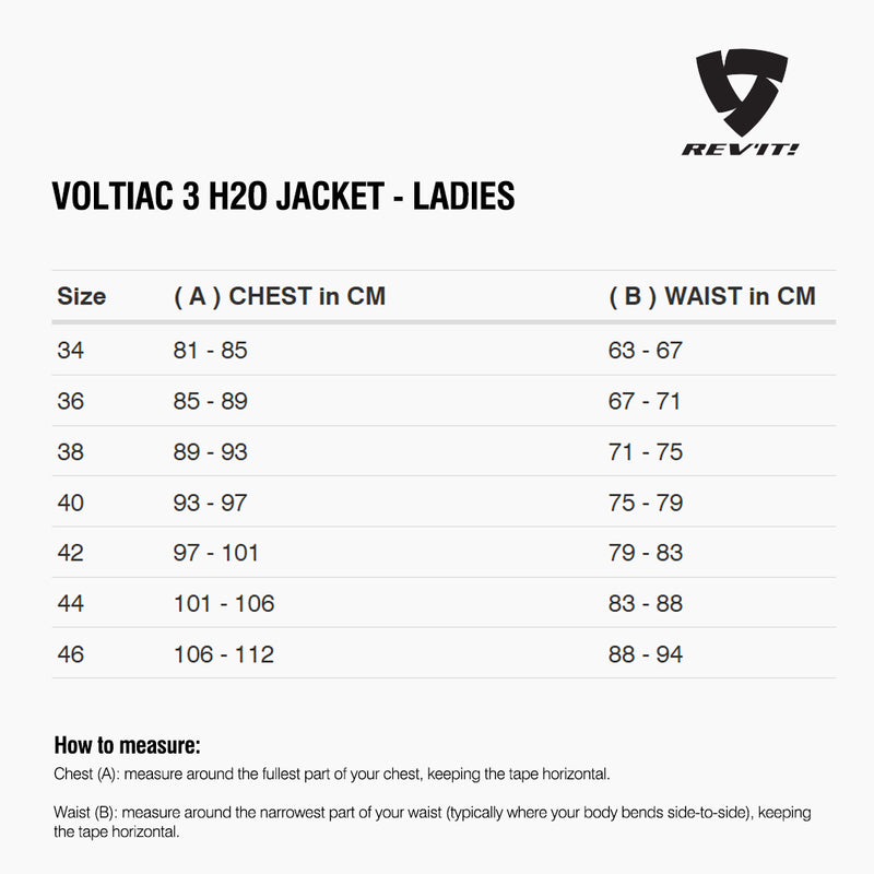 Load image into Gallery viewer, Size chart for REVIT Voltiac 3 H2O Jacket - Ladies
