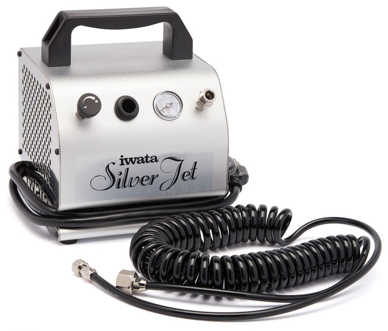 Load image into Gallery viewer, IWATA AIRBRUSH COMPRESSOR SILVER JET + FILTER
