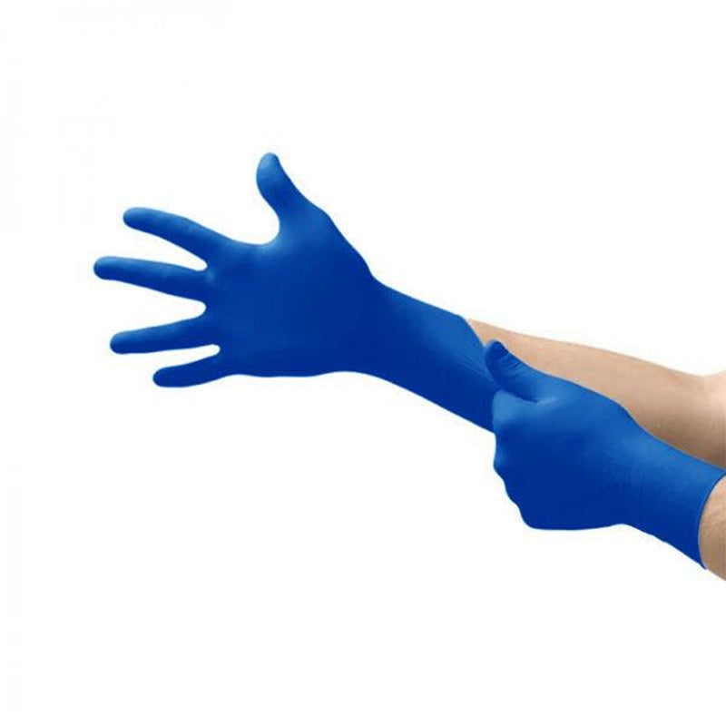 Load image into Gallery viewer, AMADEX LATEX HIGH RISK DISPOSABLE GLOVES BLUE SIZE XL 300MM JAEGER 50 PACK
