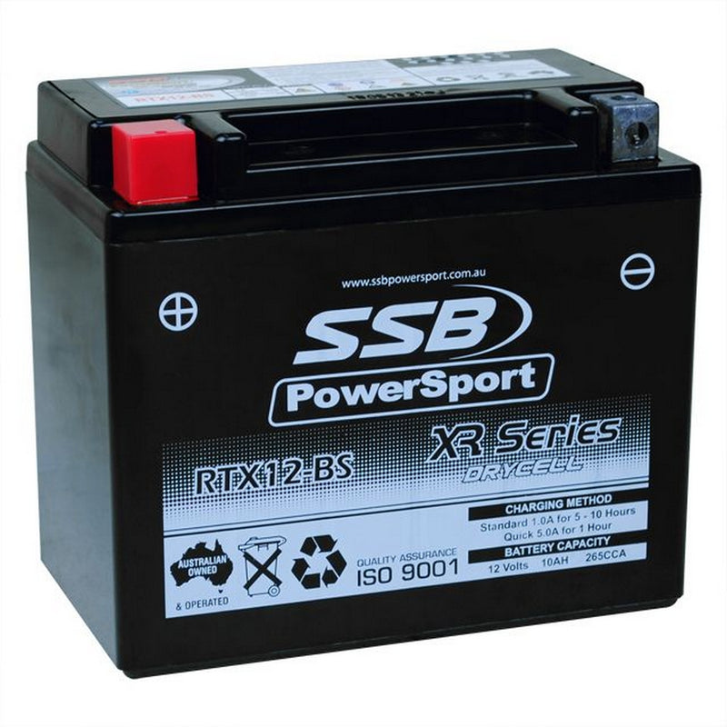 Load image into Gallery viewer, MOTORCYCLE AND POWERSPORTS BATTERY (YTX12-BS) AGM 12V 10AH 265CCA BY SSB HIGH PERFORMANCE
