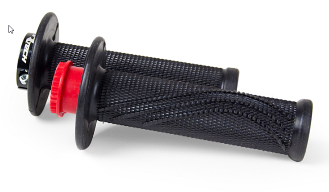 Load image into Gallery viewer, HANDLEBAR GRIPS RTECH R20 LOCK ON BLACK UNIVERSAL
