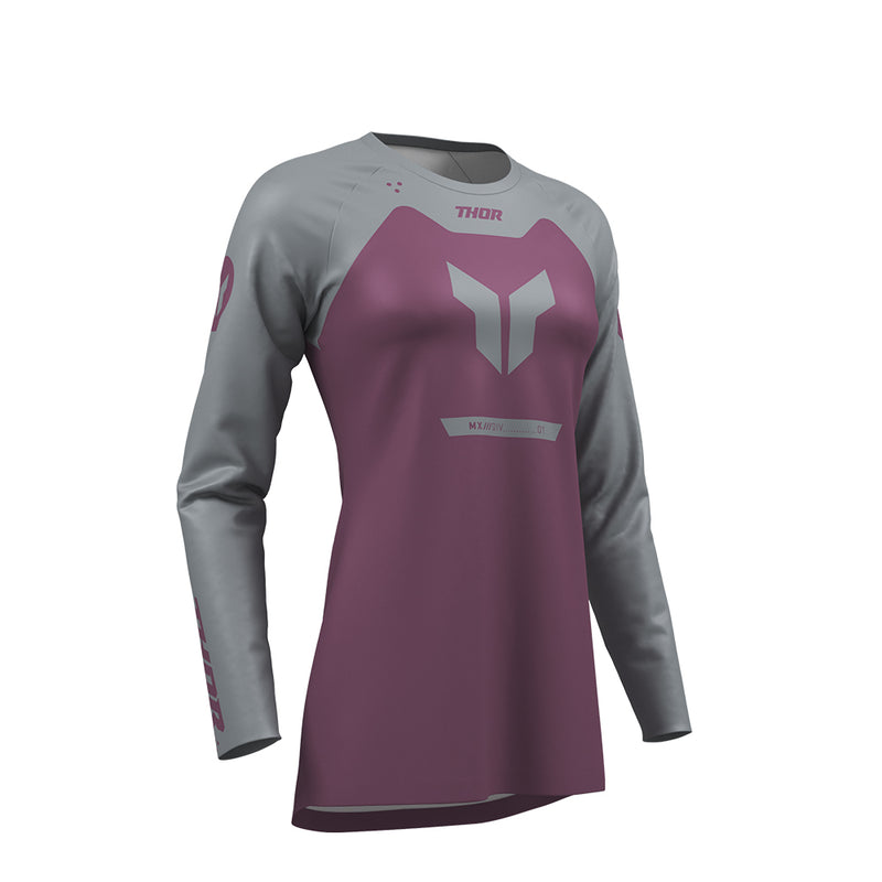 Load image into Gallery viewer, THOR JERSEY WOMENS RIDEMODE MENACE PUR/GRAY
