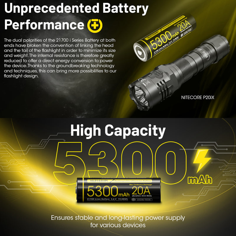 Load image into Gallery viewer, NITECORE LI-ION RECHARGEABLE 21700 BATTERY 5300MAH 3.6V
