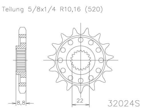 SPROCKET FRONT MOTO MASTER STEEL 14T BETA GAS GAS HUSABERG HUSQVARNA KTM