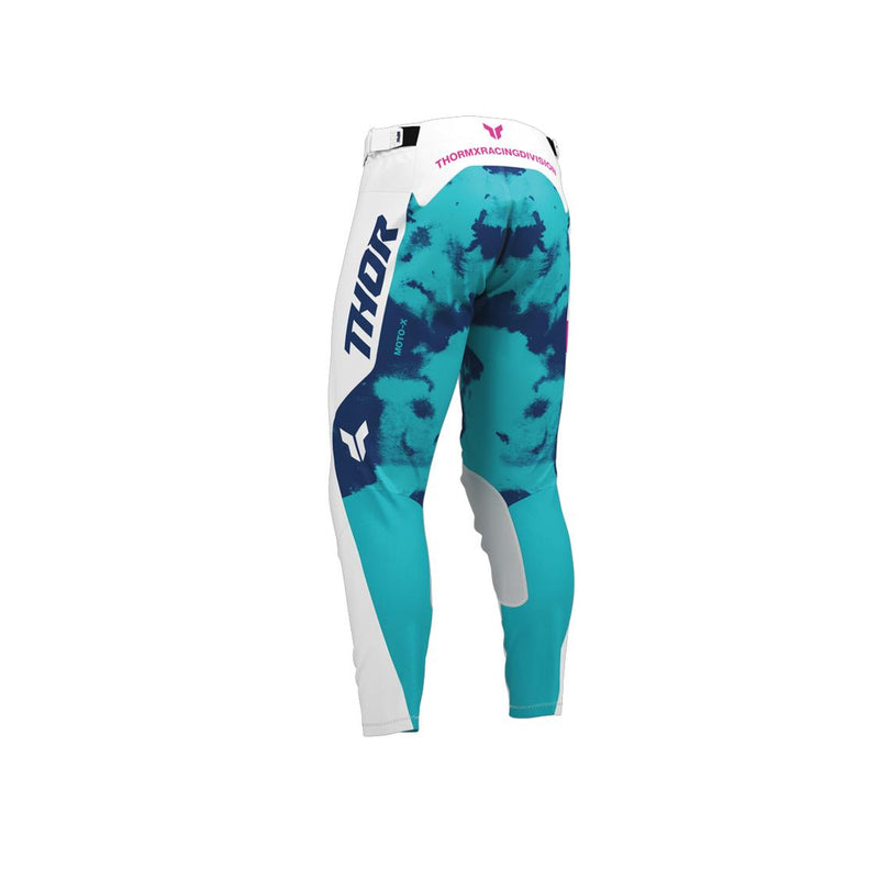 Load image into Gallery viewer, THOR MX PANT YOUTH LAUNCHMODE BLEACH WHIT/AQA

