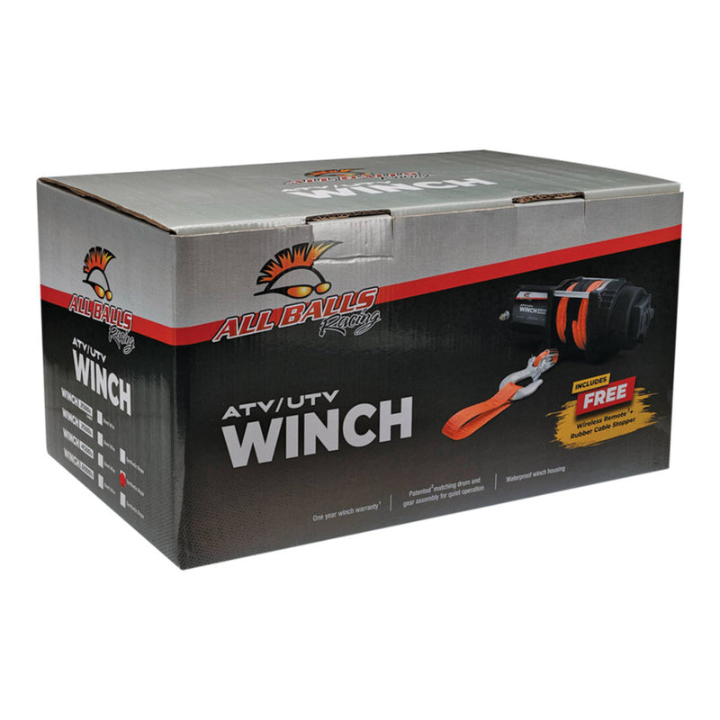 Load image into Gallery viewer, ALL BALLS 4 BOLT WINCH 4500LB with 33FT SYNTHETIC ROPE

