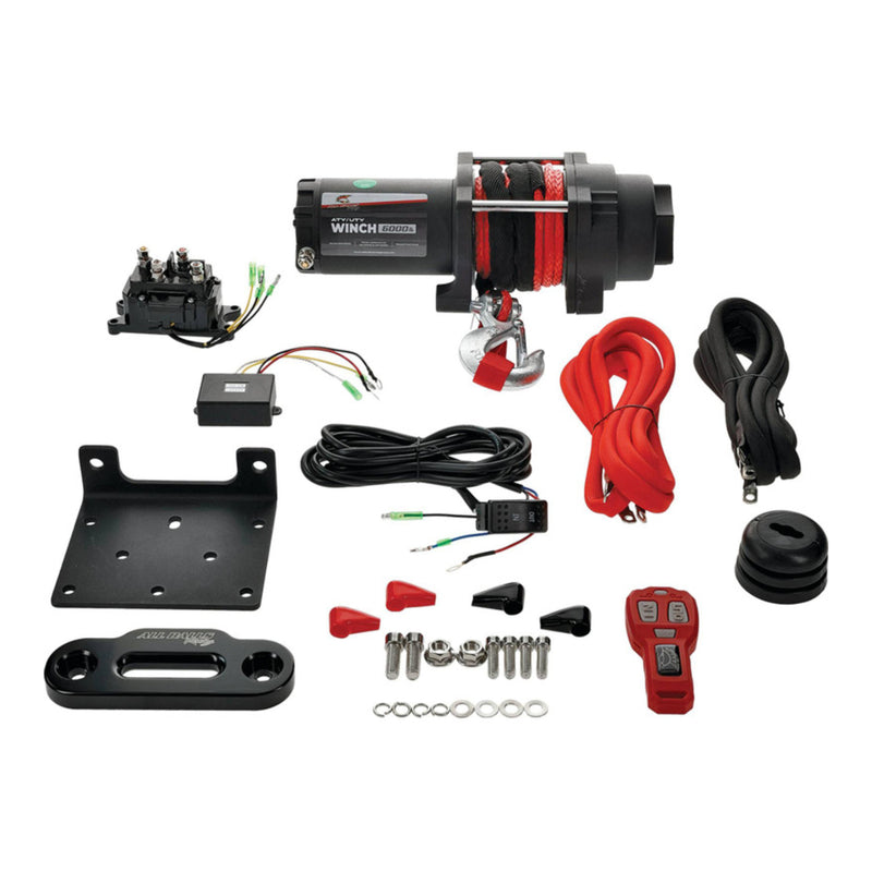 Load image into Gallery viewer, ALL BALLS 4 BOLT WINCH 6000LB with 33FT SYNTHETIC ROPE
