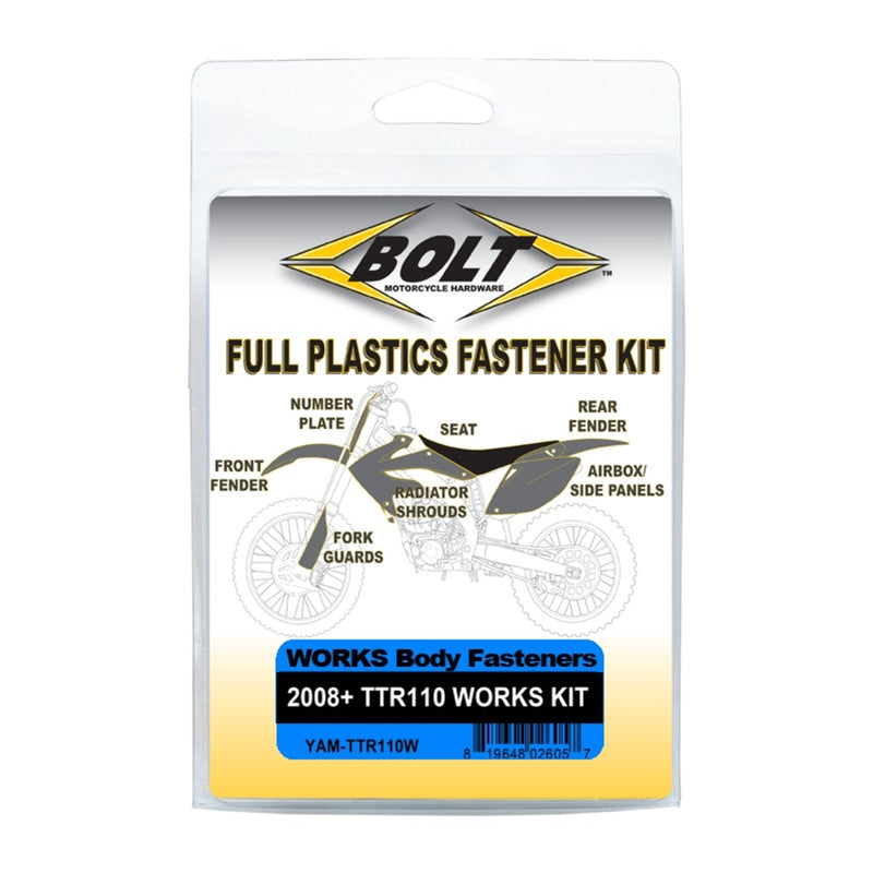 Load image into Gallery viewer, Bolt Body Work Fastener Kit Yamaha TTR110 '08-Present (Works Kit)
