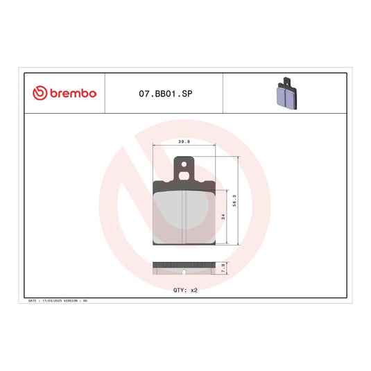 Brembo Prime Sinter Rear Brake Pads 07BB01SP