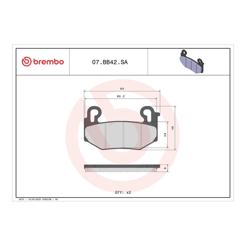 Load image into Gallery viewer, Brembo Prime Sinter Front Brake Pads 07BB42SA
