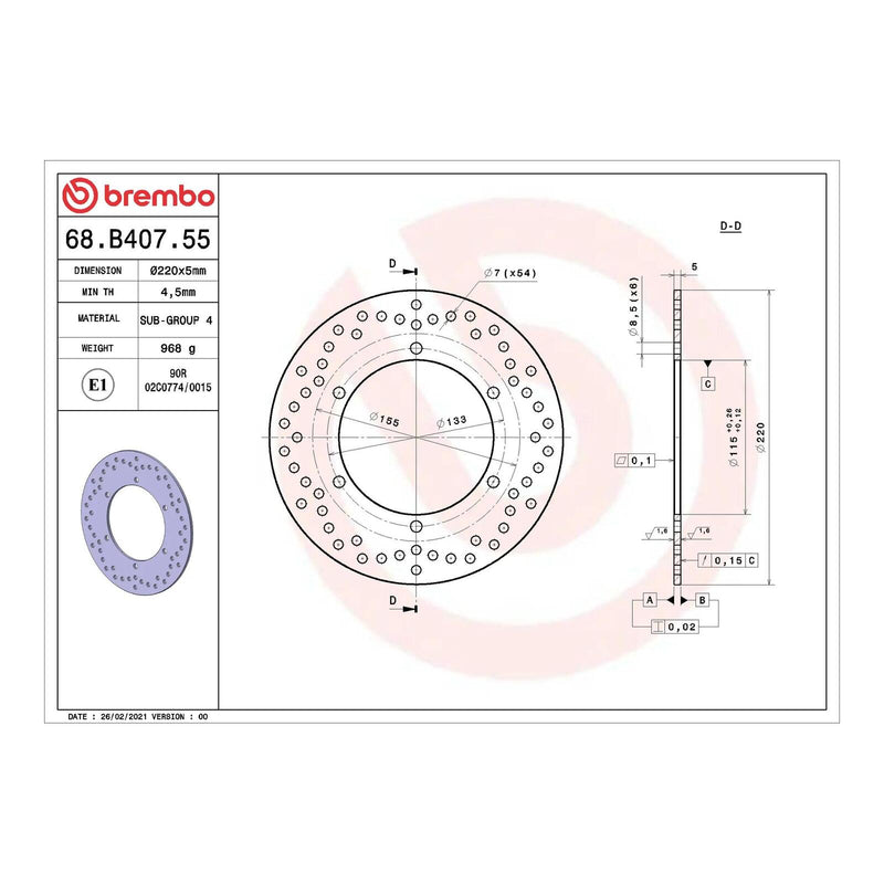 Load image into Gallery viewer, Brembo Prime Serie Oro Rear Brake Disc 68B40755
