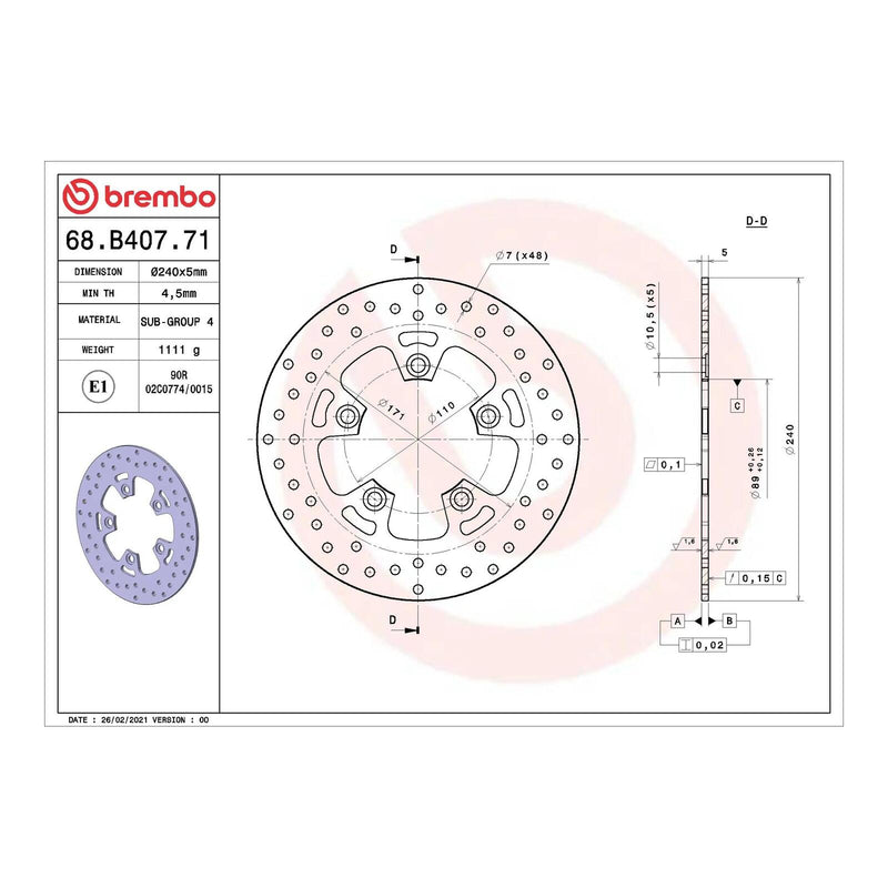 Load image into Gallery viewer, Brembo Prime Serie Oro Rear Brake Disc 68B40771
