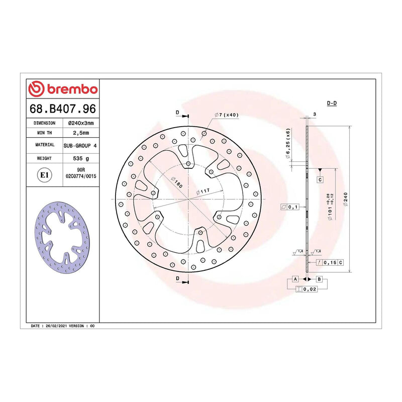 Load image into Gallery viewer, Brembo Prime Serie Oro Front Brake Disc 68B40796
