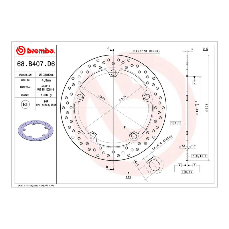 Load image into Gallery viewer, Brembo Prime Serie Oro Front Brake Disc 68B407D6
