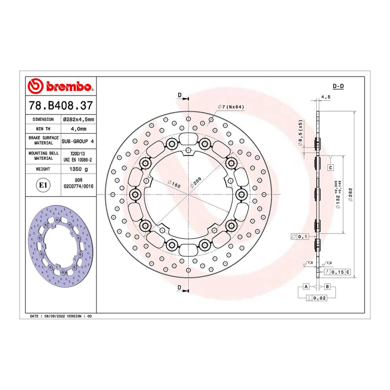 Load image into Gallery viewer, Brembo Prime Serie Oro Front Brake Disc 78B40837

