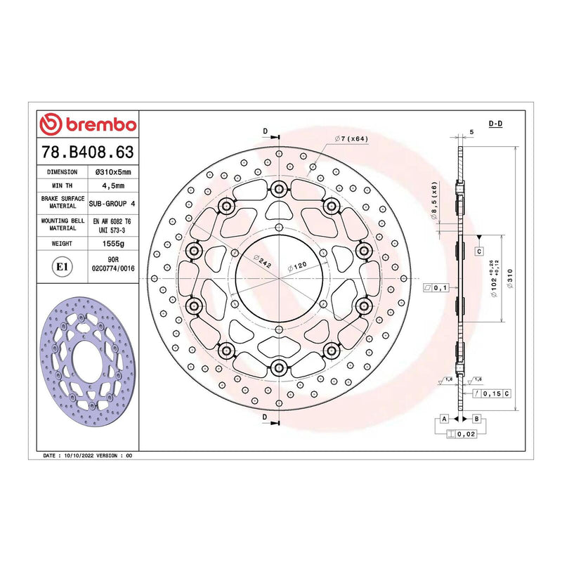 Load image into Gallery viewer, Brembo Prime Serie Oro Front Brake Disc 78B40863
