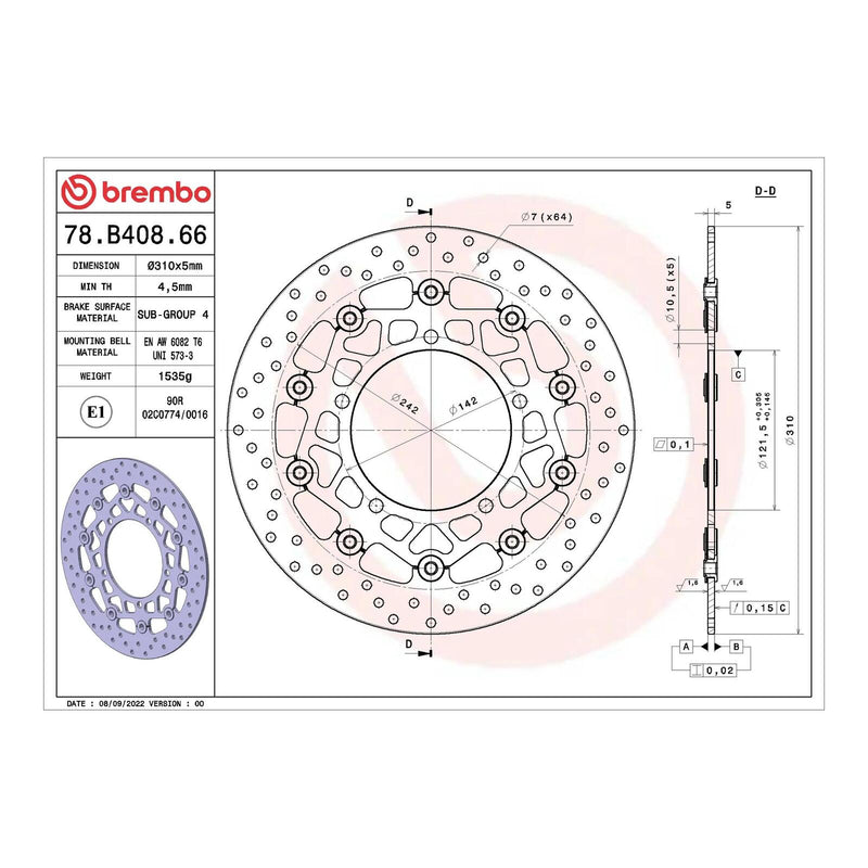 Load image into Gallery viewer, Brembo Prime Serie Oro Front Brake Disc 78B40866
