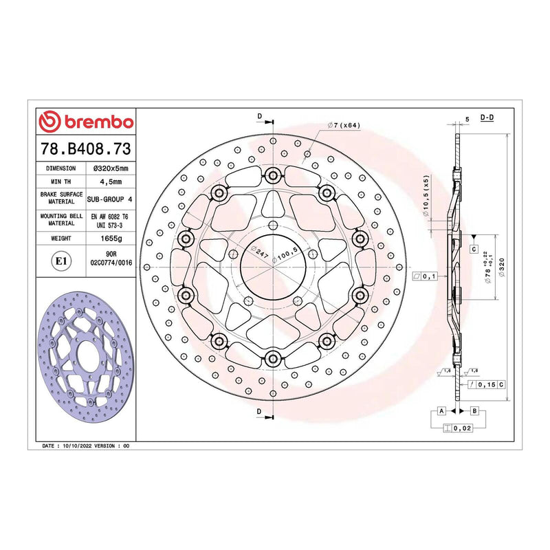 Load image into Gallery viewer, Brembo Prime Serie Oro Front Brake Disc 78B40873
