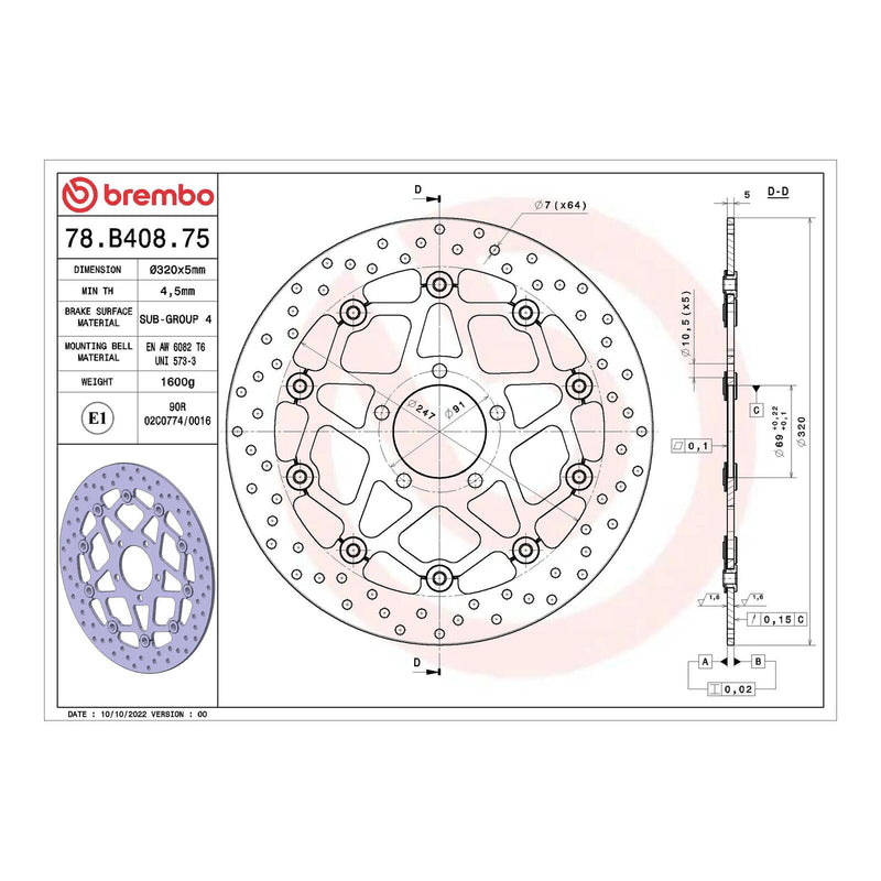 Load image into Gallery viewer, Brembo Prime Serie Oro Front Brake Disc 78B40875
