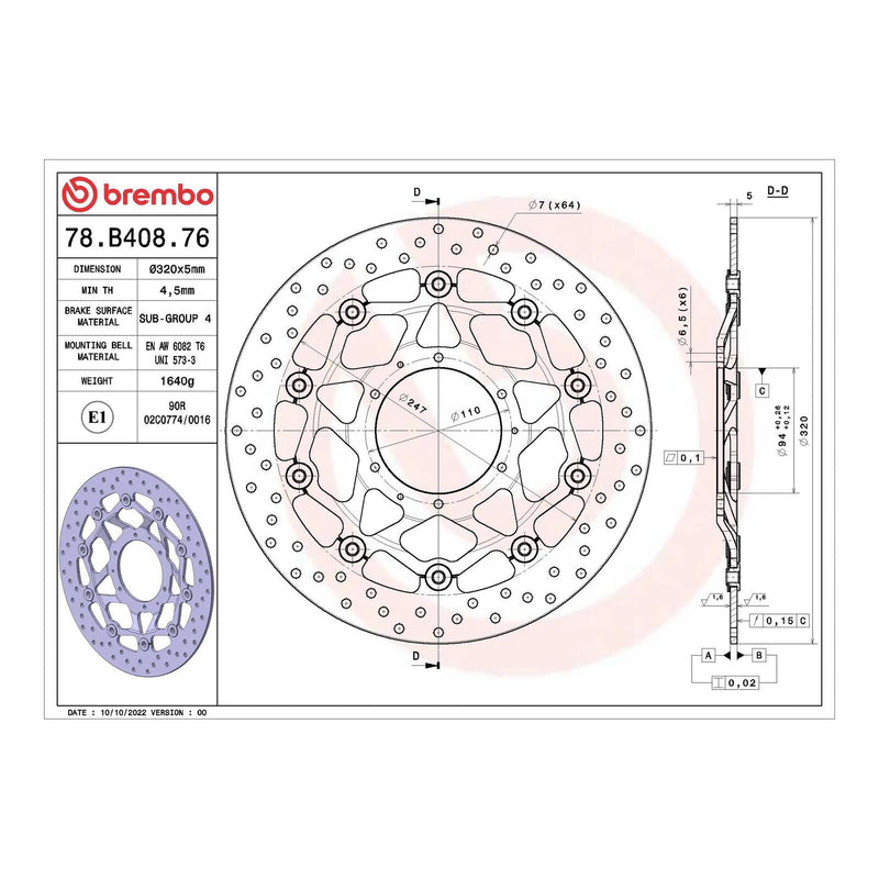 Load image into Gallery viewer, Brembo Prime Serie Oro Front Brake Disc 78B40876
