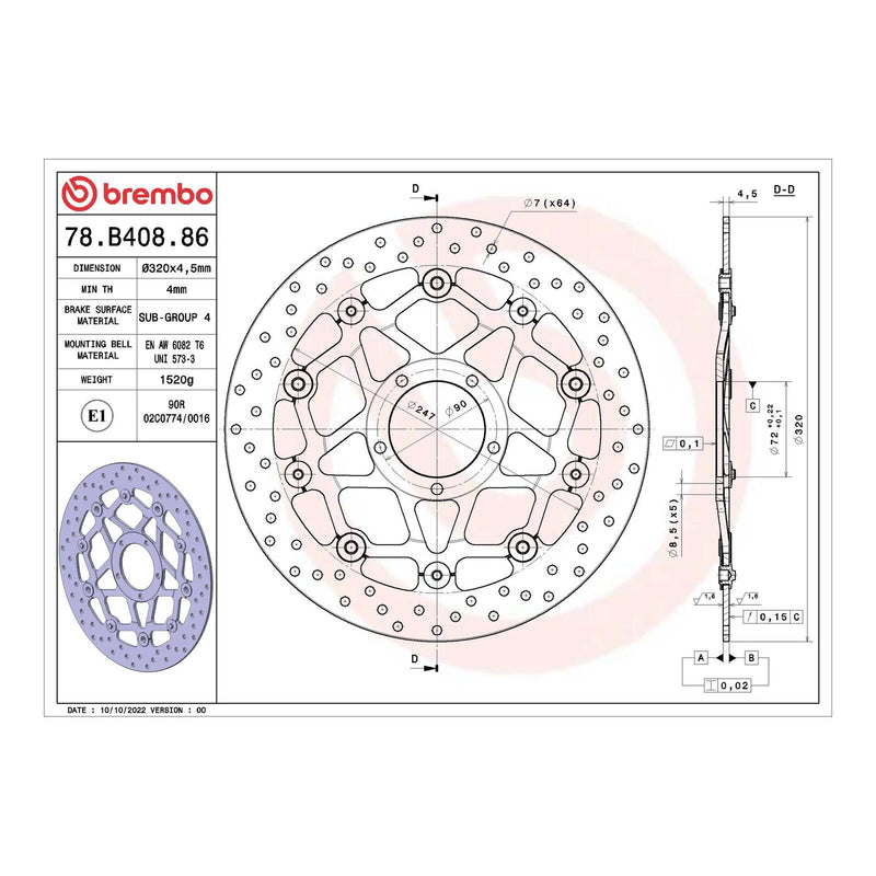 Load image into Gallery viewer, Brembo Prime Serie Oro Front Brake Disc 78B40886
