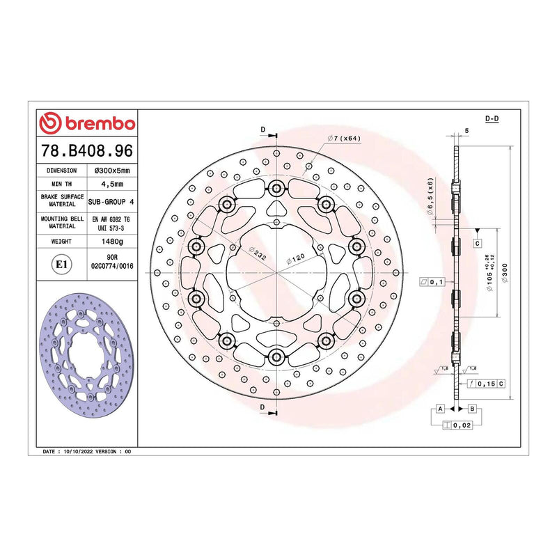 Load image into Gallery viewer, Brembo Prime Serie Oro Front Brake Disc 78B40896
