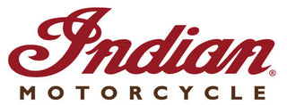 The distinctive cursive Indian motorcycles red and brown logo on a white background.