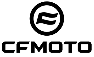 Official CF Moto logo in black on a white background for Cyclespot New Zealand, authorized dealer in Taranaki.