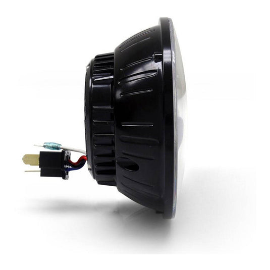 Denali M5 E-Mark LED Headlight Module, 5.75 Round, Black Chrome