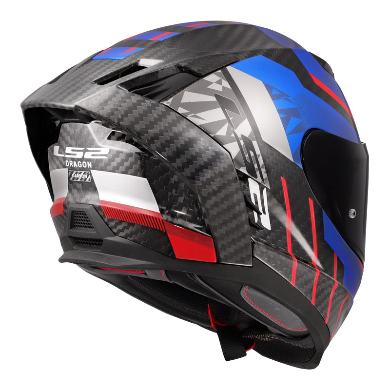 Load image into Gallery viewer, LS2 FF807 Dragon Carbon Trax Helmet - Blue / Red / Carbon 06
