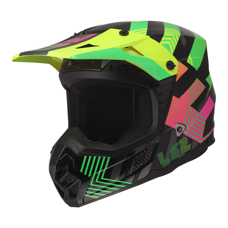 Load image into Gallery viewer, LS2 MX706J COZ Junior Helmet - Chromatic Black / Hi-Vis Pink

