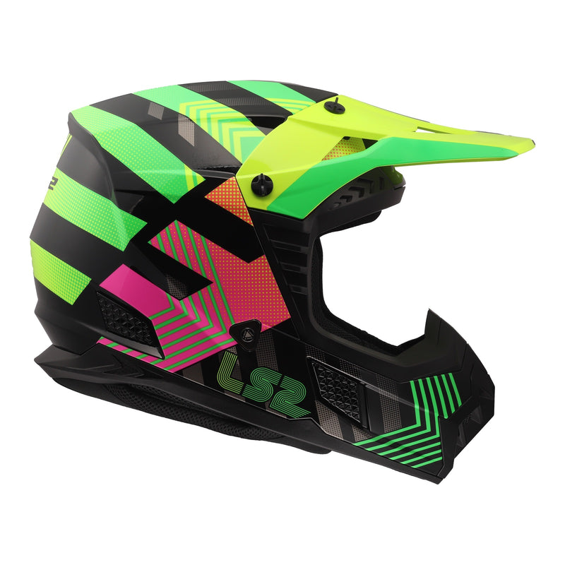 Load image into Gallery viewer, LS2 MX706J COZ Junior Helmet - Chromatic Black / Hi-Vis Pink
