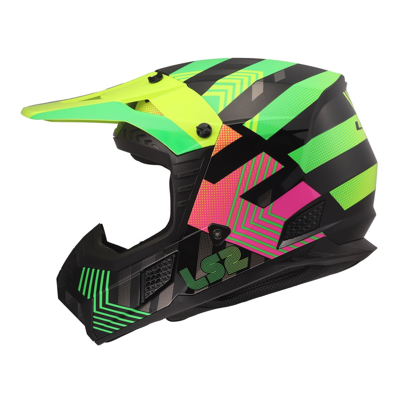 Load image into Gallery viewer, LS2 MX706J COZ Junior Helmet - Chromatic Black / Hi-Vis Pink

