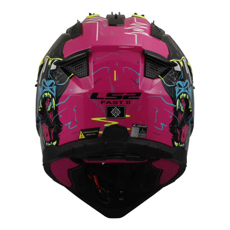 Load image into Gallery viewer, LS2 MX708 Fast II Gorilla Helmet - Purple / Hi-Vis Yellow
