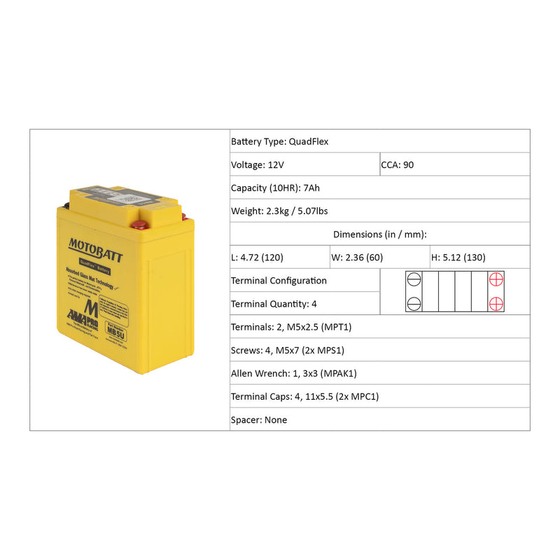 Load image into Gallery viewer, Motobatt Battery Quadflex AGM - MB5U
