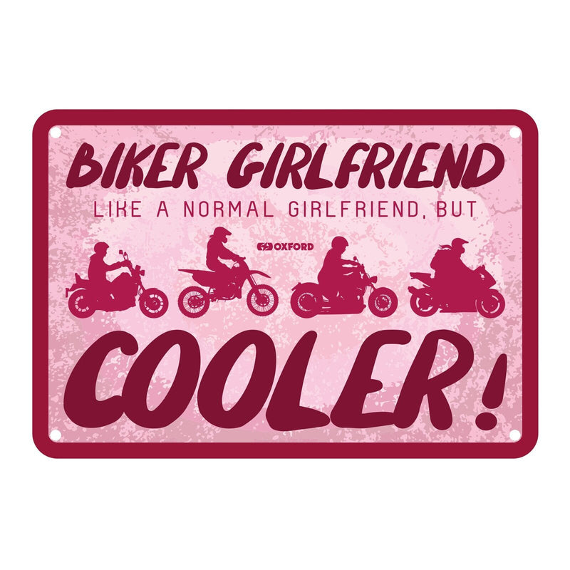 Load image into Gallery viewer, Oxford Garage Metal Sign: Biker Girlfriend Cooler
