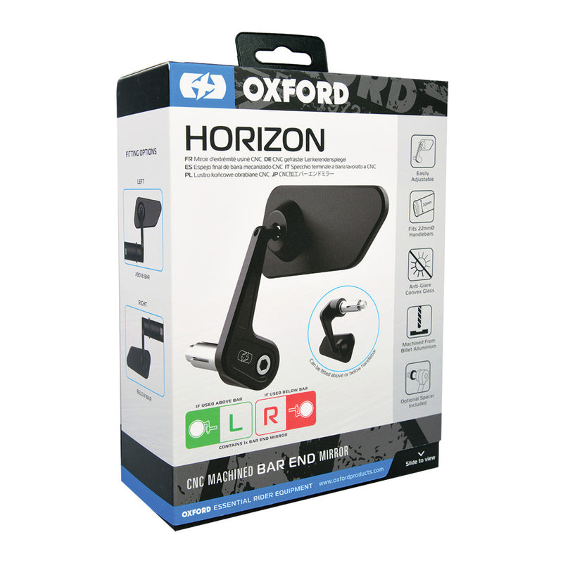 Load image into Gallery viewer, Oxford Horizon Billet Alloy Bar End Mirror Left - Black
