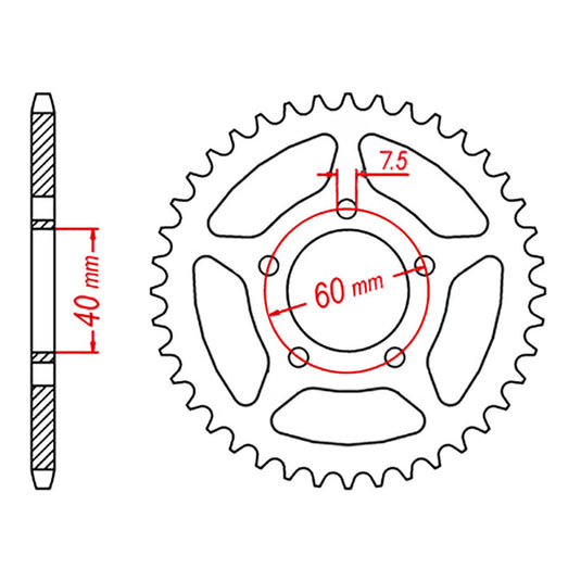 Sprocket Rear MTX 40T KTM 50