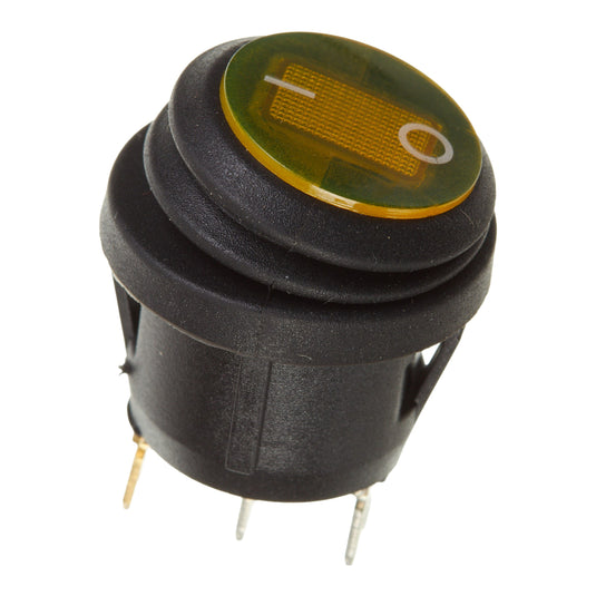 WHITES 12V ROCKER SWITCH ON-OFF YEL WATERPROOF ROUND