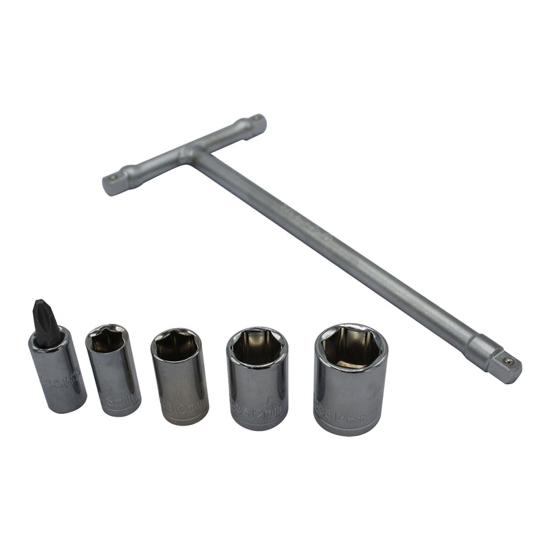 Load image into Gallery viewer, Whites Mini T-Handle Socket Set 6 / 8 / 10 / 12 / 14mm + Phillips #2
