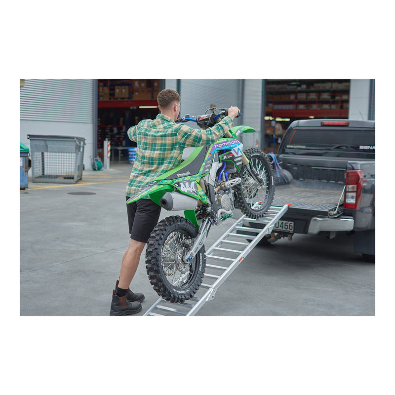 Load image into Gallery viewer, Whites Alloy Tailgate Ramp Folding 222x35cm - 318kg Rated
