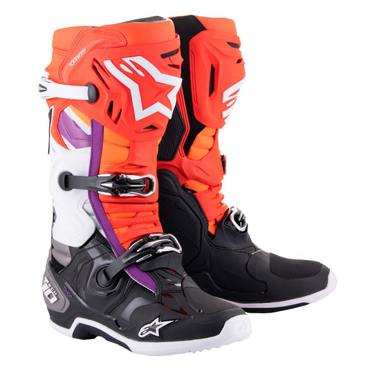 Alpinestars Tech-10 MX Boots Black/Red Fluoro/Orange Fluoro/White
