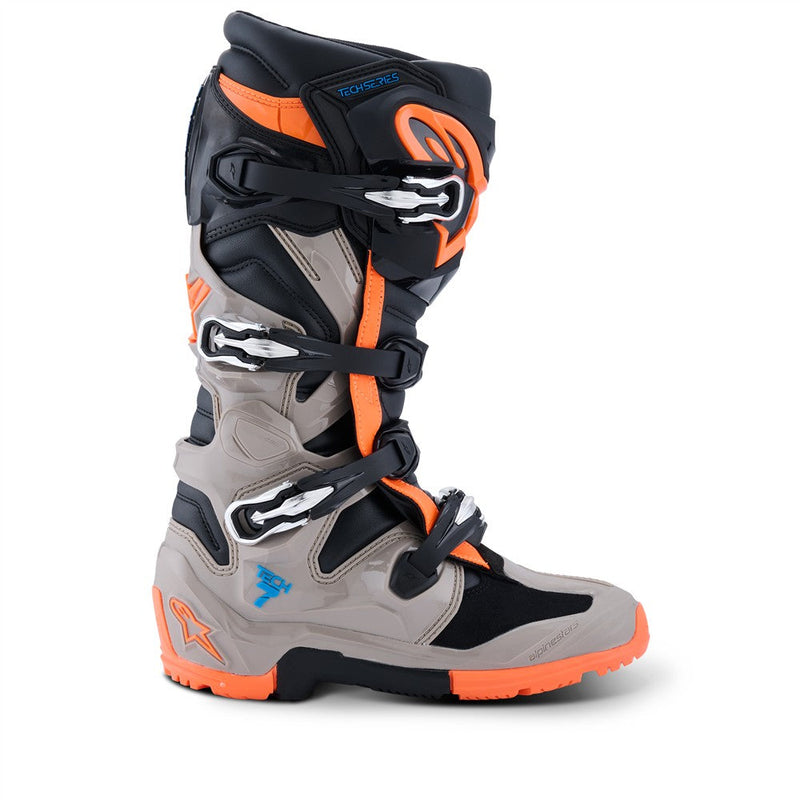 Load image into Gallery viewer, Alpinestars Tech-7 Enduro Boots Black/Warm Gray/Orange Fluoro
